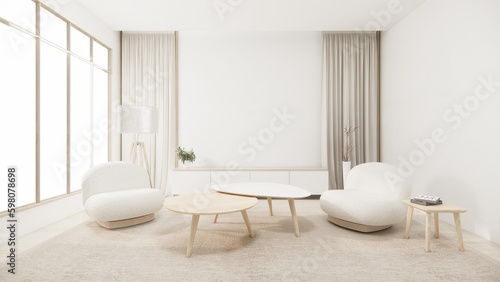 Muji minimalist  Sofa furniture and modern room design minimal.3D rendering