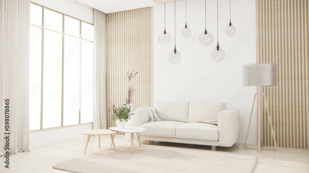 Fototapeta premium sofa armchair minimalist design muji style.3D rendering