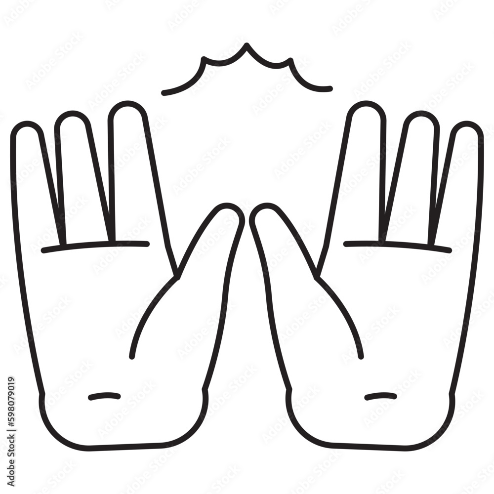 Obraz premium Standing Hand Hand Gesture Outline 2D Illustrations