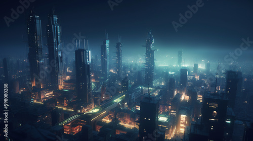 iillustration of a metaverse city  cyberpunk concept  ai generated