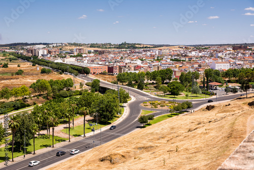 Road roundabout outside the walls of Badajoz (Spain)