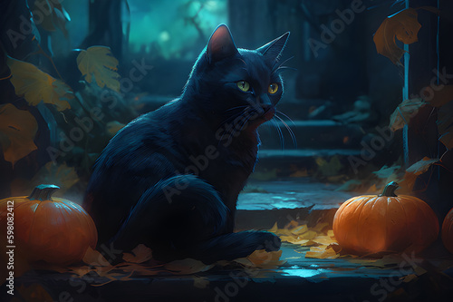 On this night of fright, beware of the black cat's sight!
