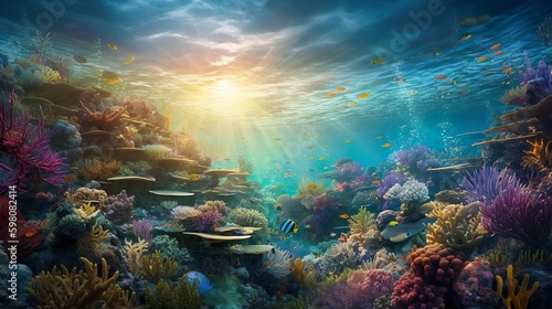 World Oceans crystal-clear water AI generated © MrTballs AI Art