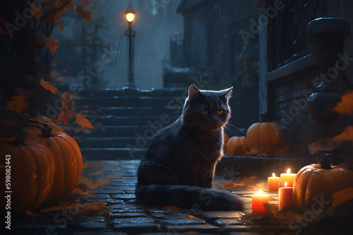 The black cat crosses your path, it's Halloween time at last