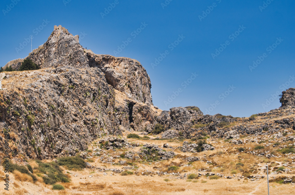 Hill where Lindos ancient acropol is located on Hill where Lindos ancient acropol is located on