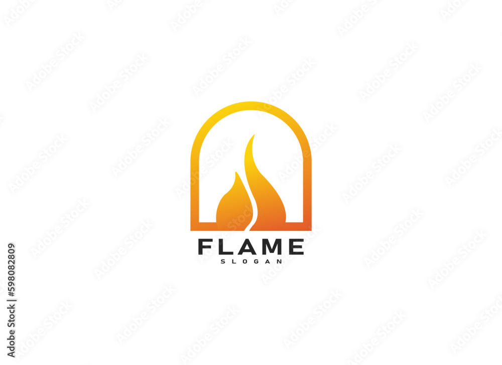 Obraz premium Flame Logo. Torch Symbol Isolated on White Background. Design Vector Illustration.