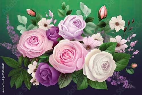 Bunch of Pink Roses  Perfect for a Bridal or Valentine s Day Celebration  Generative AI