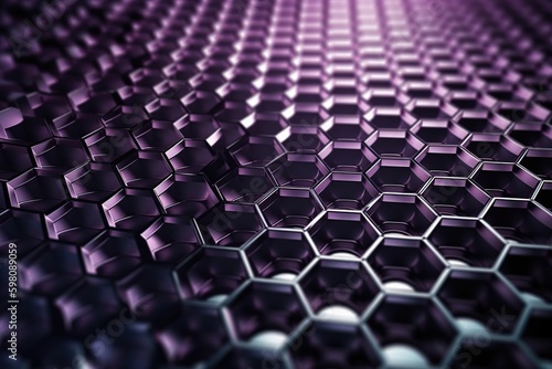 Network connection concept violet honeycomb shiny background. Futuristic Abstract Geometric Background Design Made with Generative Space Illustration AI Scy fi