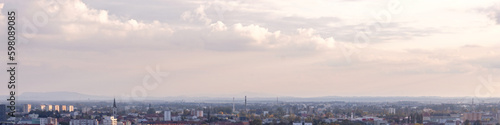 Urban Linkedin banner with view of city from height and distant sky horizon