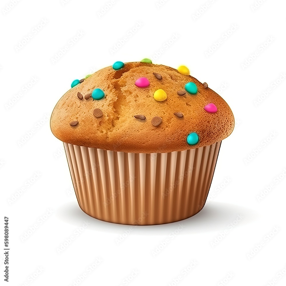 brown cupcake 3d render illustration on white background brown cupcake 3d render illustration on white background