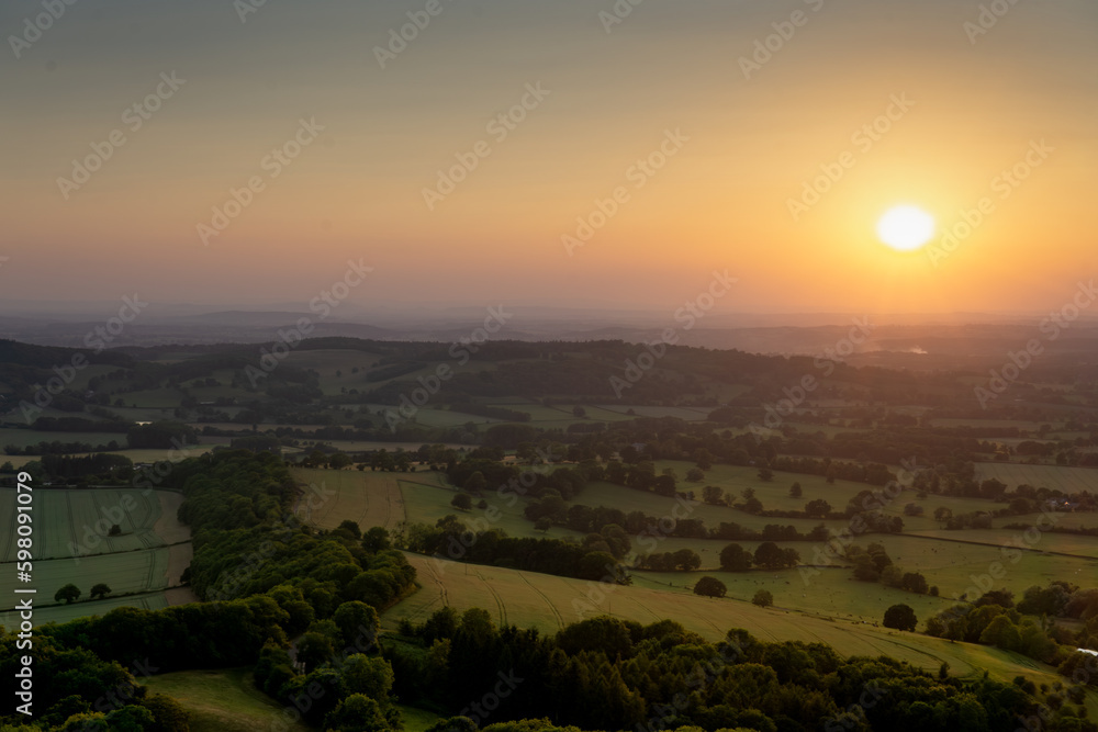 Witnessing Natures Splendid Beauty at Dawn. View from Malvern Hills