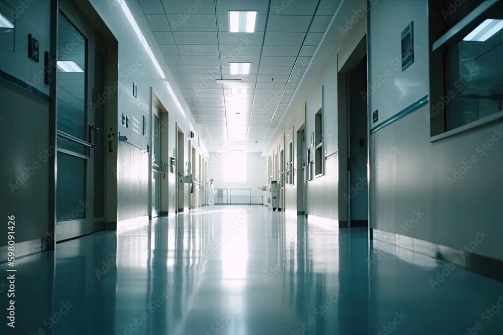 Blurry Clinic Corridor Backdrop Generative AI