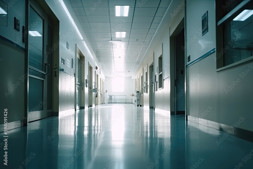 Blurry Clinic Corridor Backdrop Generative AI Blurry Clinic Corridor Backdrop Generative AI
