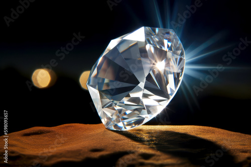 A photograph of a diamond reflecting the light of a full moon  ai