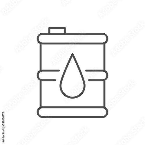 Oil barrel related vector linearar icon. Vector outline illustration Isolated on white background. Organic chemistry. Petrol steel container. Fuel industry. Production of oil. Editable stroke