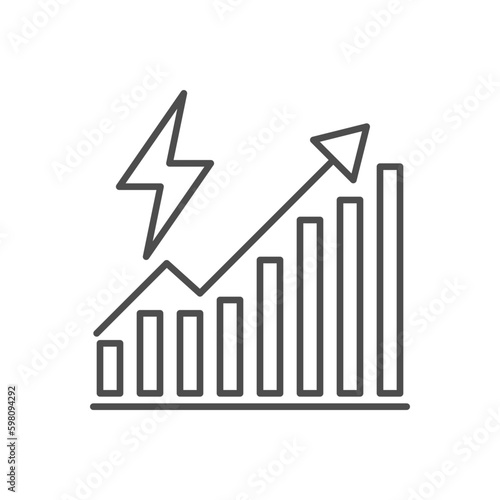 Energy consumption related vector linear icon. Wasteful energy consumption. Using electricity with no reason. Reducing of resources. Outline illustration Isolated on white background. Editable stroke