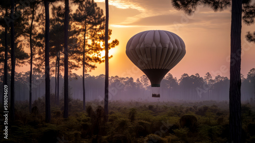 hot air balloon at sunset, ai