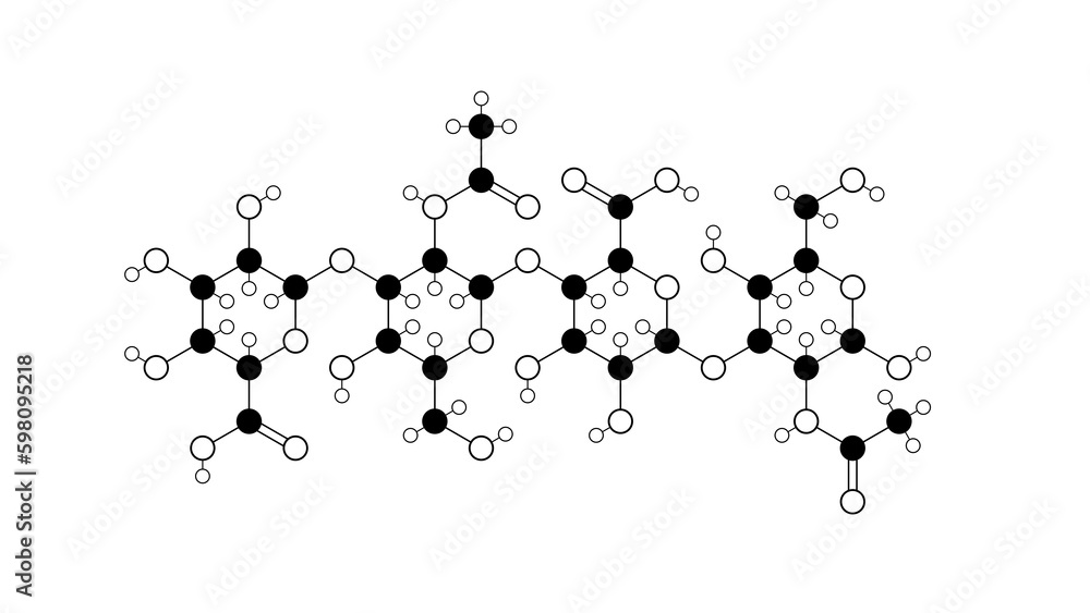 hyaluronic acid molecule, structural chemical formula, ballandstick