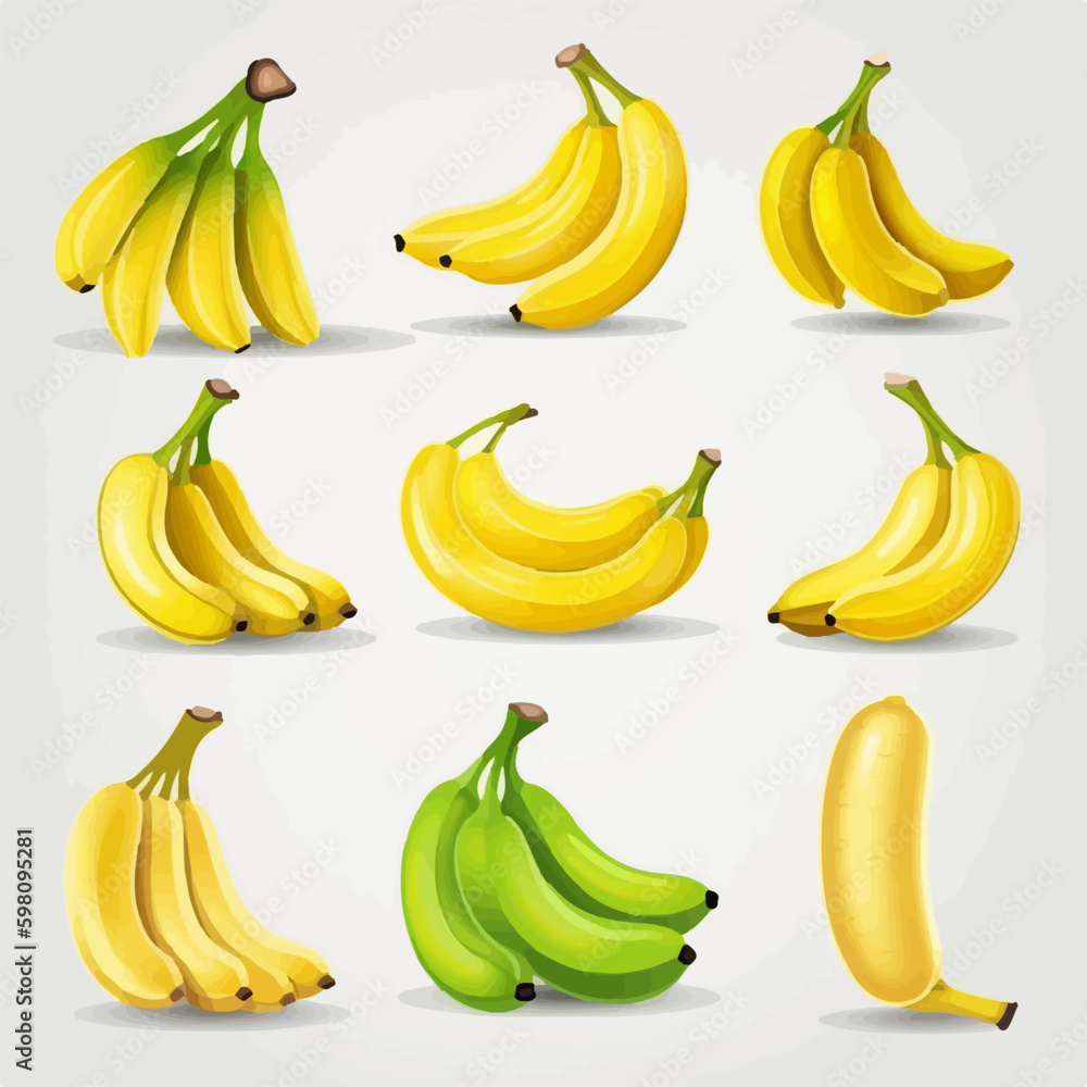 Vector image of a bunch of ripe bananas.