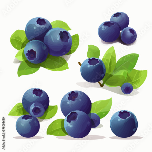 A pack of blueberry vector illustrations with a fun and playful feel