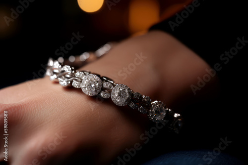a diamond bracelet on a wrist, ai