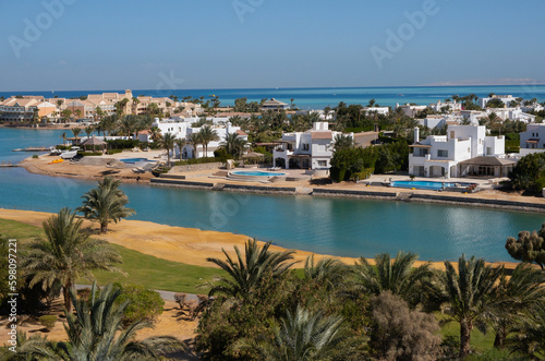 Beautiful landscape shots of El Gouna from the top of El Gouna Tower, Red Sea, Egypt, Africa photo