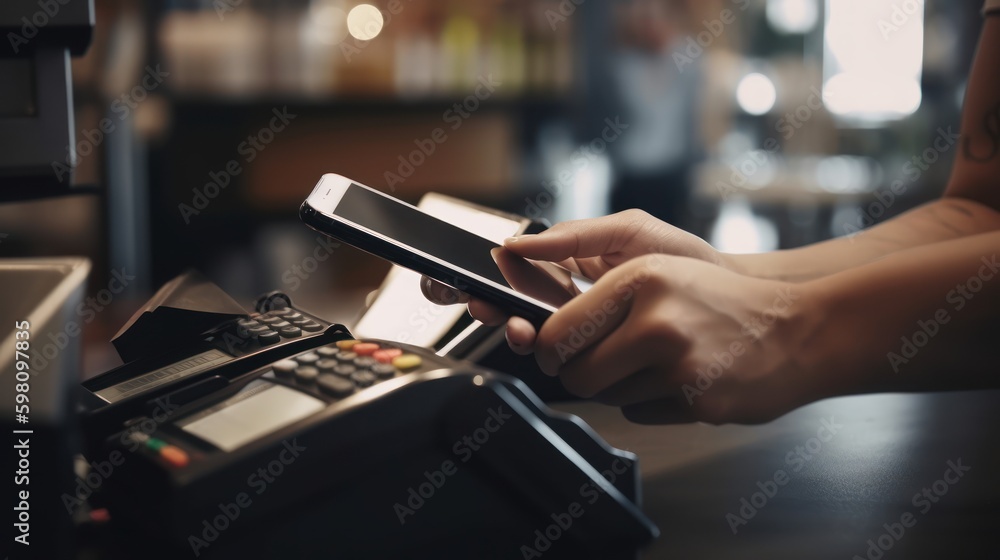 hand with credit card paying in store, generative ai hand with credit card paying in store, generative ai
