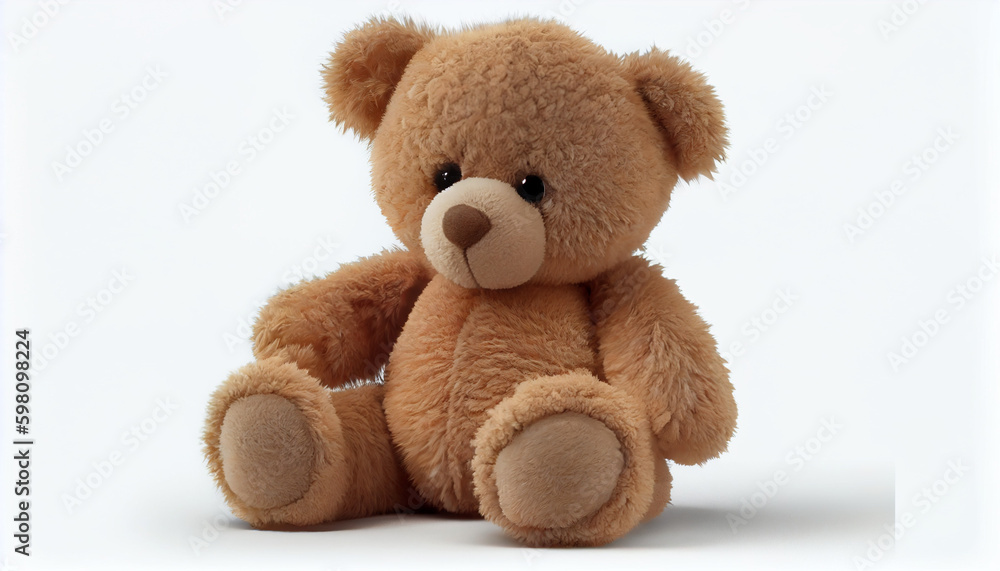 Obraz premium Toy teddy isolated on white background. Teddy soft toy for kids Ai generated image