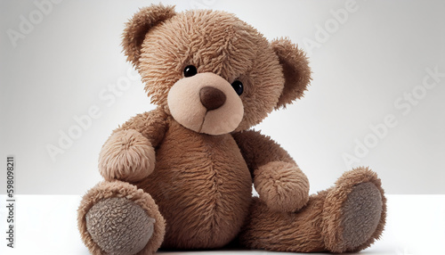 Toy teddy isolated on white background. Teddy soft toy for kids Ai generated image