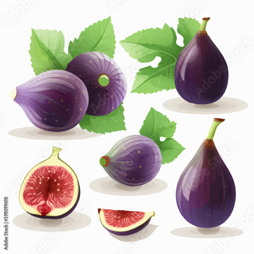 Vector illustration of a fig with a paper cutout style.