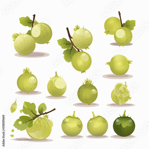 A pack of cute gooseberry illustrations with speech bubbles for use in comics or graphic novels