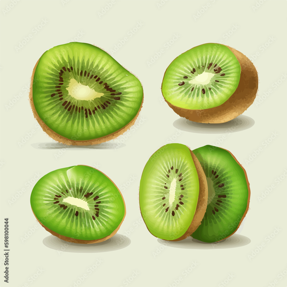 Fototapeta premium Kiwi fruit vector pattern for your beachwear or summer clothing designs