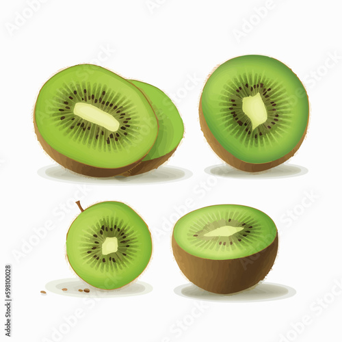 Vector illustration of a Kiwi fruit on a cutting board for your kitchenware designs