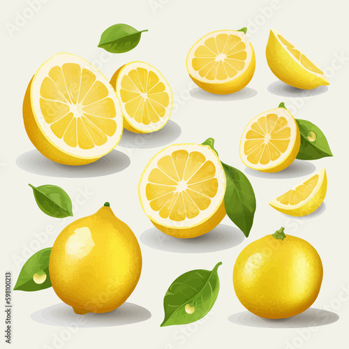 Lemon vector graphics with a holographic effect
