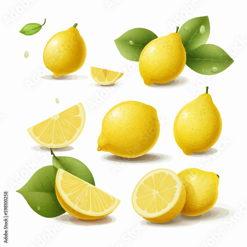 A set of vintage-inspired lemon illustrations, perfect for use in retro designs