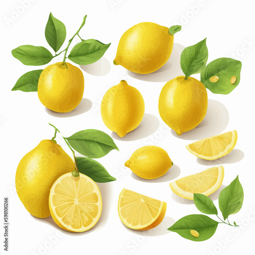 A collection of lemon-themed icons featuring lemons with sunglasses and hats