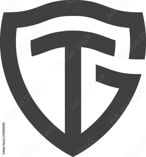 TG shield logo, TG graphic design template