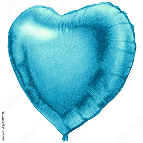 watercolor hand drawn heart shaped realistic ballooon photo