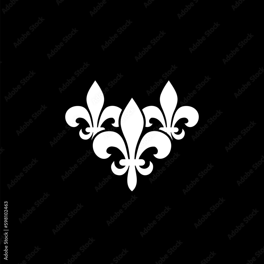 Fleur De Lis Icon Closeup Isolated on black Background. Fleur De Lis Icon Closeup Isolated on black Background.