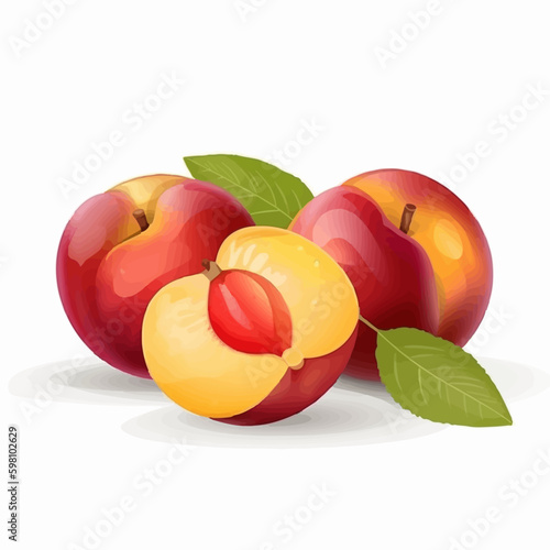 Cute cartoon nectarine character vector illustration