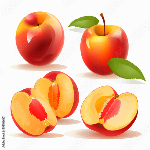 Vector illustration of a nectarine with a bite taken out
