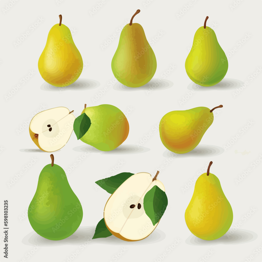 Create a healthy and organic design with this pack of pear vector graphics. Create a healthy and organic design with this pack of pear vector graphics.
