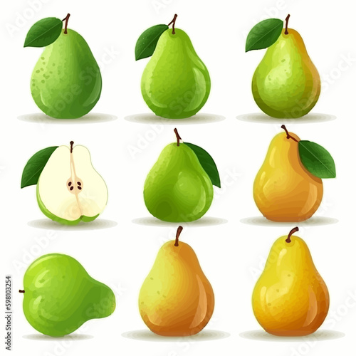 Create a delightful pattern with this collection of pear vector graphics.