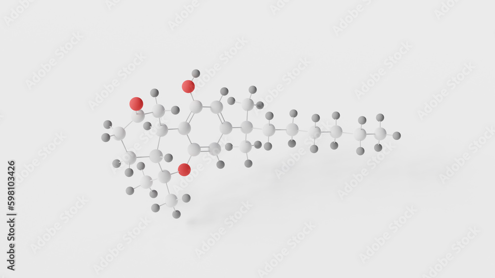 nabilone molecule 3d, molecular structure, ball and stick model, structural chemical formula cesamet nabilone molecule 3d, molecular structure, ball and stick model, structural chemical formula cesamet