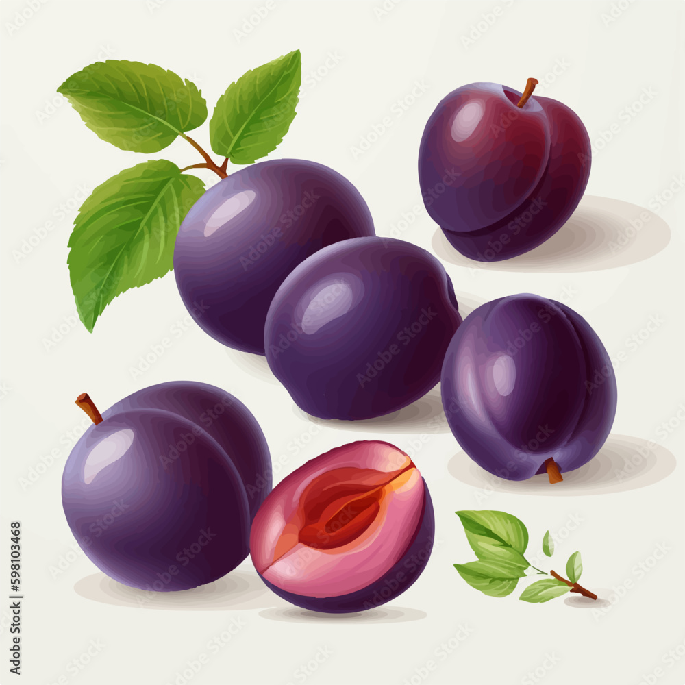 Add a touch of sweetness and tanginess to your designs with these plum vector graphics. Stock