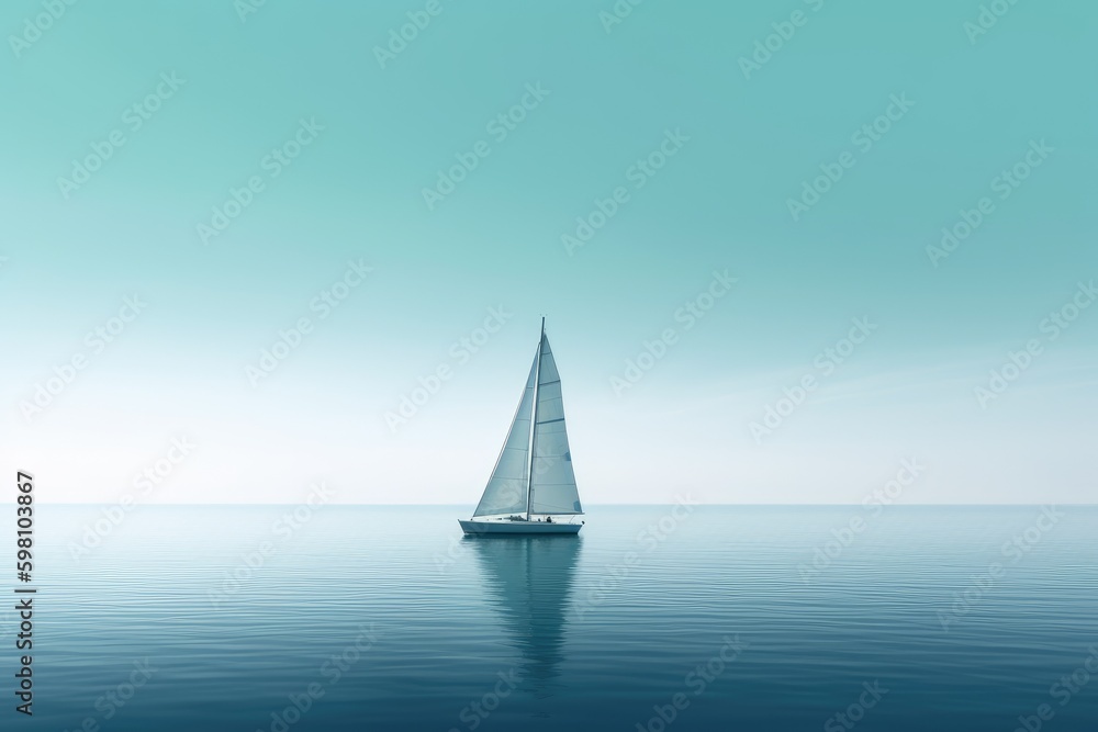 Sailboat on the sea. Minimalist photography. Generative AI. Generative AI.