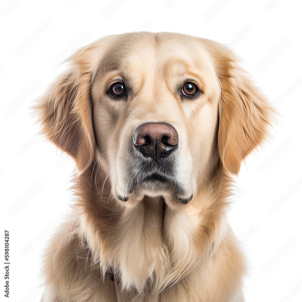 Adorable Golden Retriever Puppy, Isolated on White Background, Generative AI