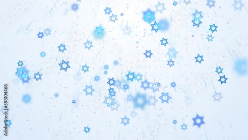 Wallpaper Mural Blue rotating stars of david and small blurred particles on a white animated background. Jewish symbols. Looped motion graphics. Torontodigital.ca