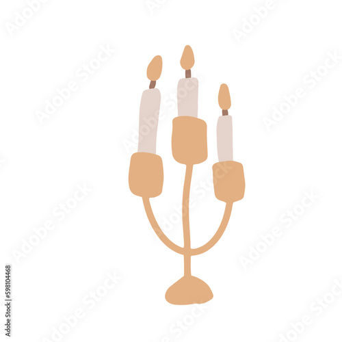 Сandlestick candelabrum cartoon. candle holder, an old flame, fire wax, candlelight candelabrum vector illustration