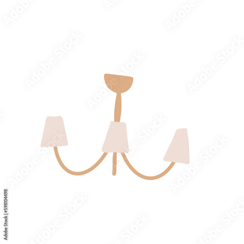 Chandelier, interior design element vector Illustration on a white background. Hand drawn illustration